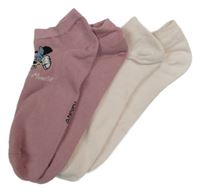 2set - 2x růžové kotníkové ponožky - světlerůžové + s Minnie 