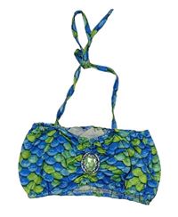 Kostým - Zeleno-modrý crop top se šupinami a broží 