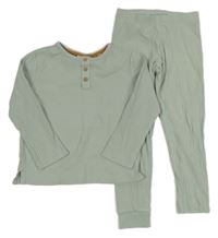 2set - Mintové žebrované triko + lehké žebrované tepláky H&M