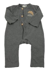Sivý rebrovaný overal s croasantem
