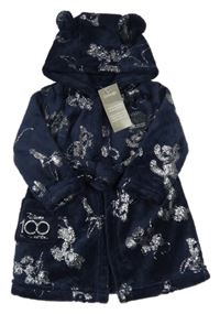 Nové - Tmavomodrá plyšový župan s Disney postavami a kapucí George