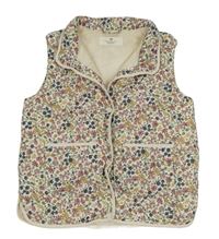 Smotanová kvetovaná zateplená šušťáková vesta zn. H&M