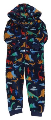 Tmavomodrá plyšová kombinéza s diny a kapucňou M&S