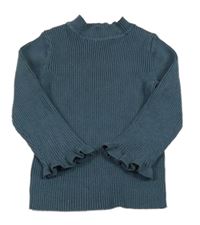 Šedomodrý rebrovaný sveter Nutmeg