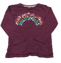 Mahagonové triko s duhou z flitrů Blue Zoo