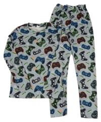 Sivé pyžama s ovladači