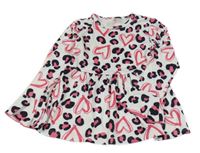 Bílo-růžovo-černá tunika s leopardím vzorem a srdíčky 