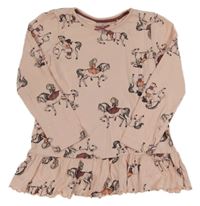 Růžová tunika s dívkami na koních Topolino