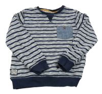 Tmavomodro-biela melírovaná pruhovaná mikina Matalan