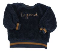 Tmavomodro-hnedá chlpatá mikina s nápisom Pep&Co