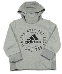 Světlešedá mikina s logem a kapucí Adidas