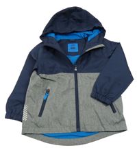 Tmavomodro-šedá šusťáková jarní bunda s kapucí Kiki&Koko