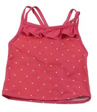 Fuchsiový puntíkatý plavkový top s volánkem Topolino