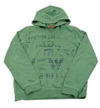 Zelená mikina s nápismi a kapucňou S. Oliver