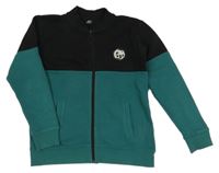 Čierno-zelená rebrovaná prepínaci mikina s nášivkou