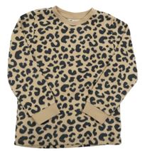 Béžovo-antracitové fleecové tričko s leopardím vzorom H&M