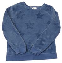 Tmavomodrá plyšová mikina s hviezdami H&M