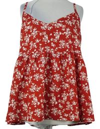 Dámský červený květovaný peplum top Shein 