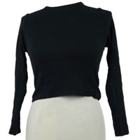 Dámske čierne rebrované crop tričko H&M