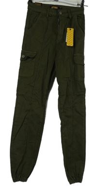 Nové - Dámske khaki cargo nohavice s vreckami Rising