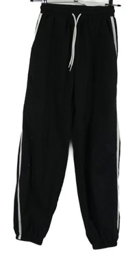 Dámske čierne šušťákové cuff nohavice s pruhmi Shein