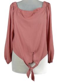 Dámska ružová crop blúzka s uzlom New Look