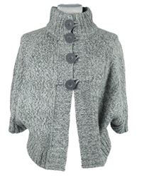 Dámský šedý melírovaný propínací svetr s krátkými rukávy George 