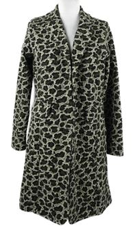 Dámský černo-khaki vzorovaný kabát 