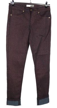 Dámské vínové třpytivé skinny rifle Topshop 