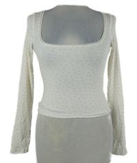 Dámske biele kvietkovane rebrované crop tričko H&M