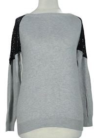 Dámsky sivý ľahký sveter s čipkou Select