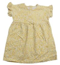 Horčicové kvetinové bavlnené šaty George
