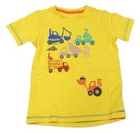 Žlté tričko s autami a bagrami zn. Mothercare