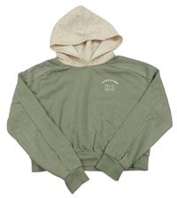 Kaki-béžová crop mikina s nápisom a kapucňou River Island