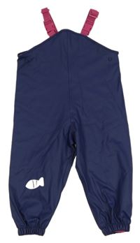 Tmavomodré nepromokavé laclové kalhoty s rybou 