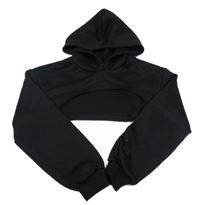 Čierna športová crop mikina s kapucňou Shein