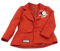 Červený sakový cardigán s kytičkami