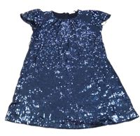 Tmavomodré flitrované šaty 