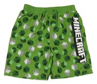 Zelené vzorované plážové kraťasy s Minecraf