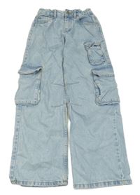 Světlemodré wide leg cargo rifle C&A