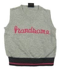 Šedo-růžovo-černá pletená vesta Next