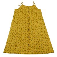 Okrové ľahké šaty s kvetinami Primark