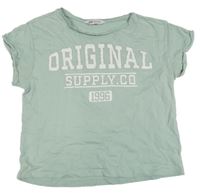 Mintové crop tričko s potlačou H&M