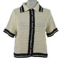 Dámské béžovo-černé pletené tričko s límečkem Primark