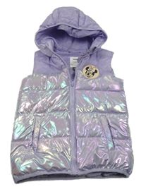 Lila šusťáková zateplená vesta s kapucí s Minnie Sinsay