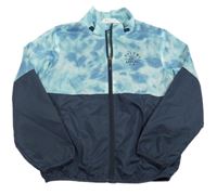 Světle-tmavomodrá šušťáková jarná bunda s nápisom H&M