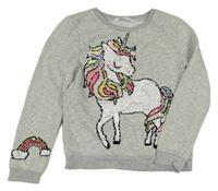 Sivá mikina s překlápěcími flitre zn. H&M