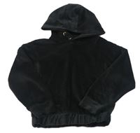 Černá žebrovaná sametová crop mikina s kapucí F&F