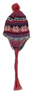 Ružovo-vínovo-modrá vzorovaná čapica s brmbolcom