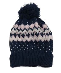 Tmavomodro-světlerůžová vzorovaná čepice s bambulí Crane